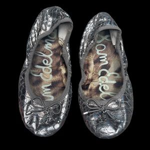 SAM EDELMAN GIRL FIONA COPPER SNAKE PRINT BALLET FLATS